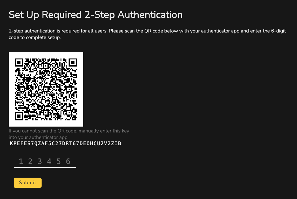 Setting up 2-Step Authentication on Login