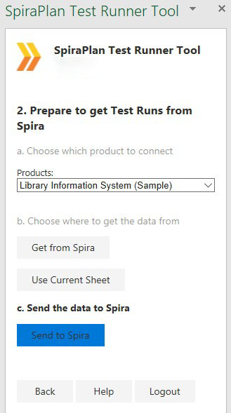 Sending Test Runs to SpiraPlan add-in pane