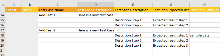 Spreadsheet add test cases