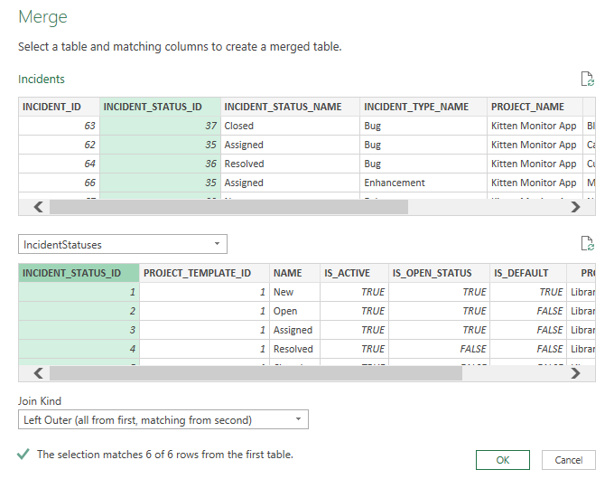 Merge window of Incidents and IncidentStatuses