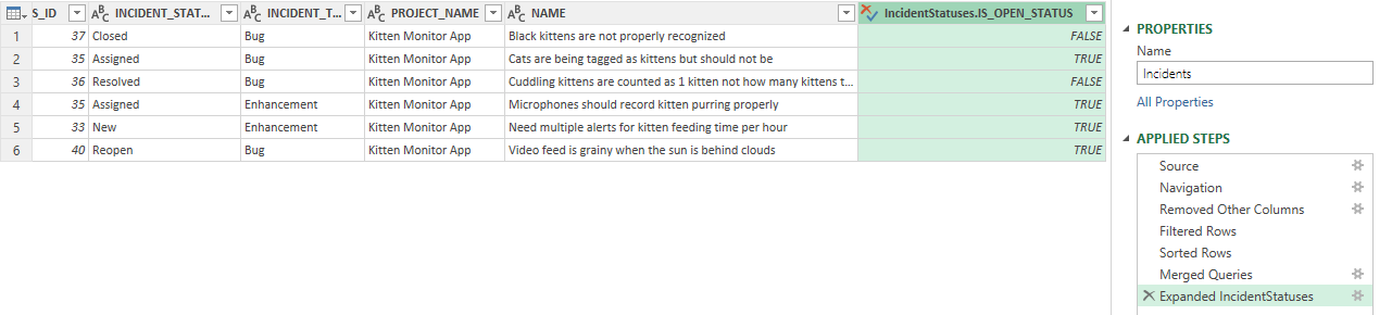 Expanded IncidentStatuses data