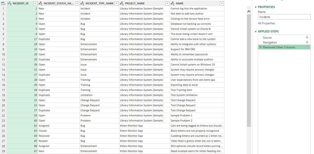 Choosing columns