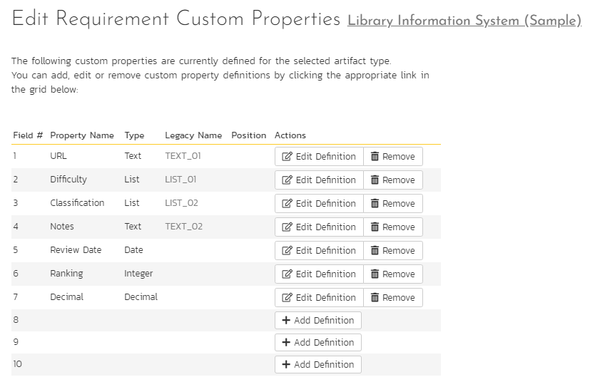 requirements custom property page