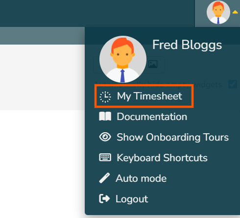 My Timesheet in global navigation menu