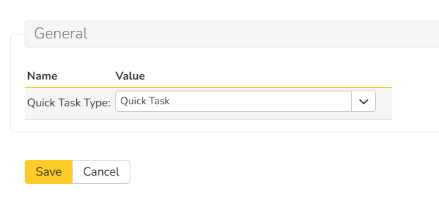 SpiraApp product settings page with the Quick Task Type option