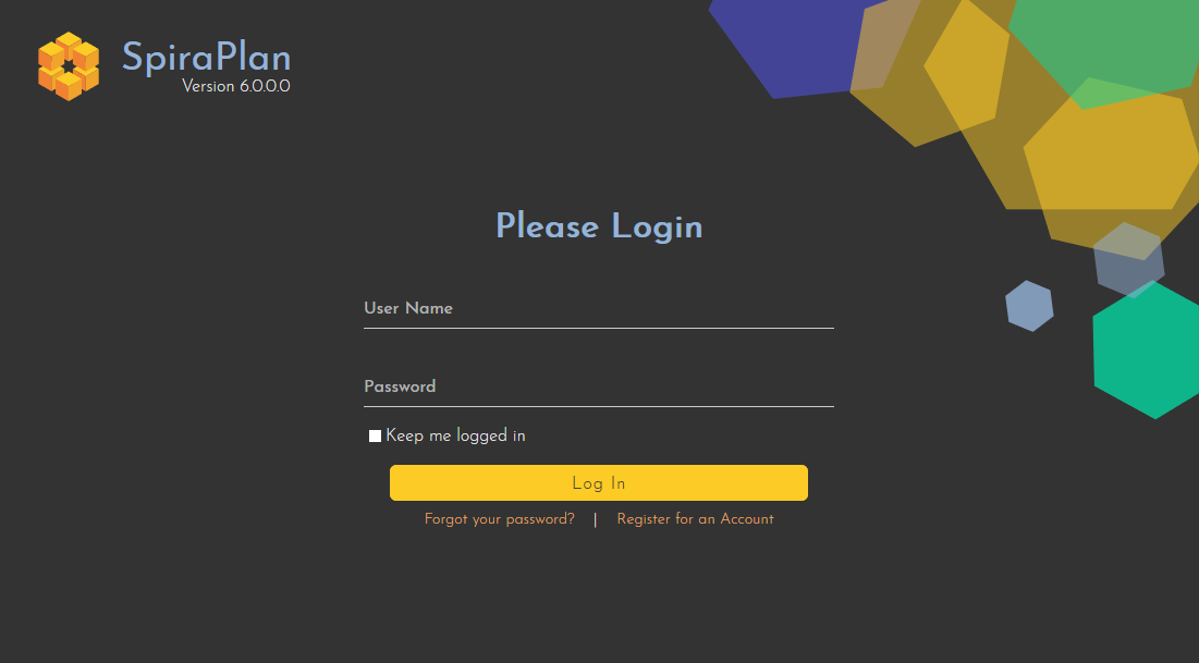 The Spira login page