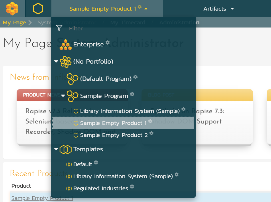 The workspace selector