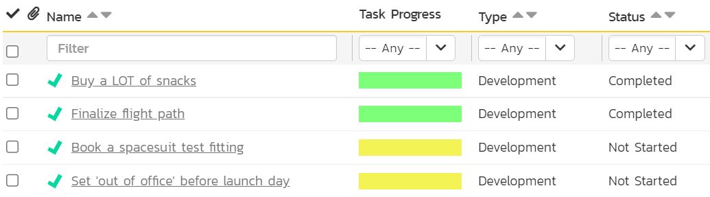 task list with 2 tasks completed